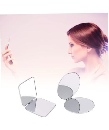 Folding Makeup Mirror Portable Stainless Steel Cosmetic Mirror Double Sided Pocket Mirror Square Beauty Tools - Buy Online on GoSupps.com