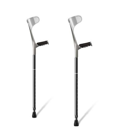 Forearm Crutches Ergonomic Grip with Comfortable Grip - Sturdy High Density Aluminum Durable for Standard and Tall Adults 2 Units Made in China Smooth Sailing