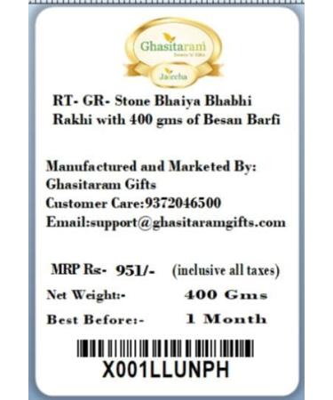 Ghasitaram Gifts Rakhis Online - Rakhi for Brother-RT- GR- Stone Bhaiya Bhabhi Rakhi with 400 GMS of Besan Barfi Rakhi Set with 400 gms of Besan Barfi - Buy Online on GoSupps.com