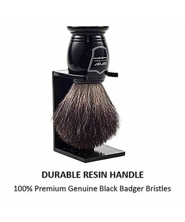 Parker 100% Black Badger Hair Shaving Brush with Ebony Handle & Brush Stand - Premium Quality for The Perfect Shave - Buy Online on GoSupps.com