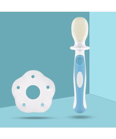 Minkissy Silicone Bristle Children's Toothbrush - Soft Baby Training Brush Set - Blue 1 Pack - Buy Online on GoSupps.com