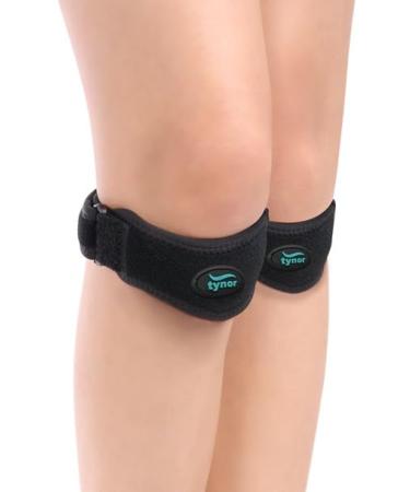 TYNOR Patellar Tendon Support Strap 2 Pack Adjustable Neoprene Knee Band With Gel Pad Patella Stabilizing Knee Brace For Men Women Tendonitis Running Hiking Basketball Jumpers Tennis Black One Size