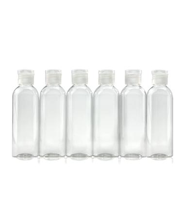 DRAGON SLAY 100ml Reusable Travel Bottles for Toiletries Set Mini Size Compact Containers for Shampoo and Conditioner Flexible Plastic Clear/Transparent Flip Cap 6 Pack 100ml (6 Pack)