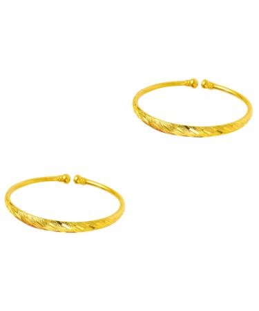 Zerodeko 2 Pcs Cuff Bangle Friend Bracelet Gifts Open Bangle Gold Women Bracelet Open Bracelets Golden Bangle Bracelet Open Gold Cuff Kids Bracelet Golden Bracelet Miss Personality Jewelry 5.8X0.6CMx2pcs As Shownx2pcs