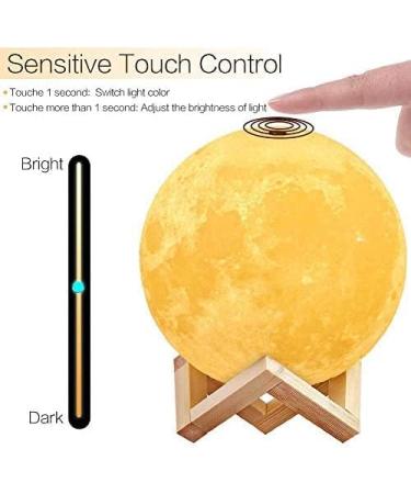 AGM 3D Moon Lamp 15cm - USB Rechargeable Touch Night Light with Wooden Stand | 5.9 Inch | Perfect for Bedrooms | 2 Colors - Buy Online on GoSupps.com