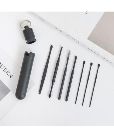 Portable Reusable Ear Pick Cleanser Ear Cleaner Earwax Removal Tool ABS Earpick Curette Ear Cleaning Wax Remover Spring Spoon| | - - (Color: Black)