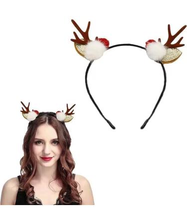 Christmas Headband Christmas Hairband Cute Reindeer Antlers Hair Band Xmas Hair Hoop Christmas Hair Accessories for Fancy Dress Party Festival Holiday Birthday Xmas Headband for Women Girls Adults