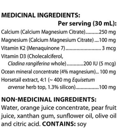 Flora Health Bone Health+ + 2.5:1 Ratio of Calcium to Magnesium D3 & K2 Liquid Supplement 236 mL Liquid Glass Bottle - Buy Online on GoSupps.com