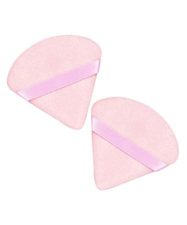 2 pieces powder quack triangle powder quaste soft make-up powder quaste reusable powder quack triangle dry wet velor puff for loose powder daily make-up foundation cream blush (pink) pink