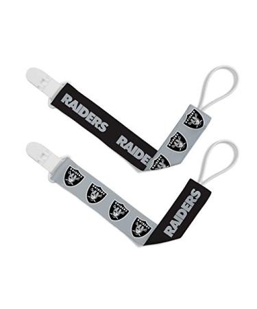 MasterPieces NFL Unisex-Baby 2-Pack Pacifier Clips Las Vegas Raiders One Size Team Color