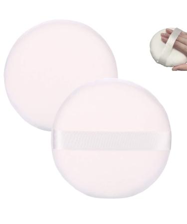 1 PC Large Powder Puff 4.13 Inch Ultra Soft Velour Body Loose Powder Puff Washable White