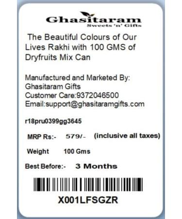 Ghasitaram Gifts Rakhi for Brother Rakhis Online - The Beautiful Colours of Our Lives Rakhi with 100 GMS of Dryfruits Mix Can Rakhi Set with 100 gms of Dryfruits Mix Can - Buy Online on GoSupps.com