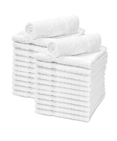 SOFT TEXTILES Cotton Washcloths Set - 100% Ring Spun Cotton Premium Quality Flannel Face Cloths Highly Absorbent and Soft Feel Fingertip Towels (12 Pack White)