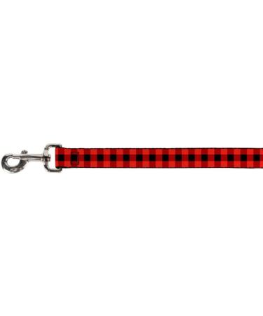 Buffalo Plaid Dog Leash Black Red | 4ft-6ft Length | 1.0-1.5 Inch Width - Buy Online on GoSupps.com