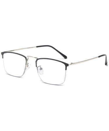 Koosufa Self-tinting reading glasses Blue light filter Photochrome Men Women Halfbound Glasses Rectangular Metal Frame With UV Protection Sun reading gymnasts Reading aid 0.0 1.5 2.0 2.5 3.5 4.0 1x Silver 1.5 X