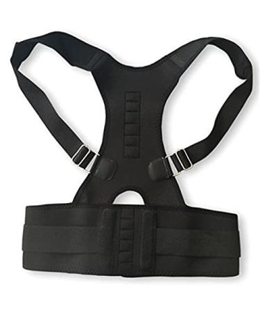 Posture Key Support Corrector Magnetic Therapy Back Straight Shoulder Strap Belt Proper Adjustable Male & Female (Color : Black Size : XXL 90-100cm) vision Black XXL 90-100cm