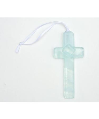 Handmade Aqua Glass Cross for Baby's Baptism - Buy Online on GoSupps.com