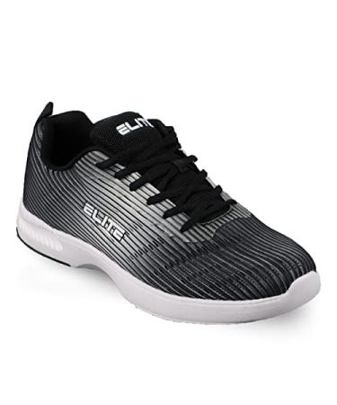 ELITE Men's Wave Bowling Shoes Athletic Lace-Up Shoes with Universal Slide Soles On Both Shoes 10.5 Black/Grey
