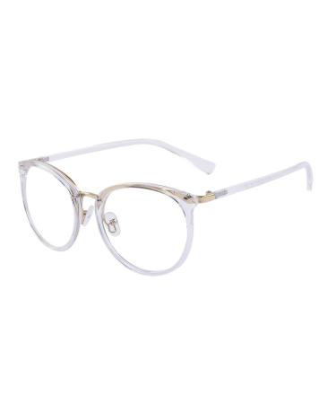 ALWAYSUV Retro Fashion Vintage Round Metal Full Frame Clear Lens Glasses for Women/Men Transparent