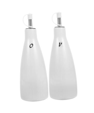Zerodeko Kitchen Pantry Storage 2pcs Ceramic Oil Vinegar Pot Spice Bottle Pp Simple White Kitchen Storage Pantry