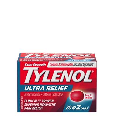 Tylenol Ultra Relief for Headache and Migraine Pain eZTABS 20 Tablets 20 Count (Pack of 1)