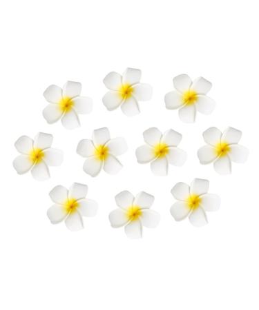 FRCOLOR Women's Hawaiian Plumeria Flower Hair Clip Wedding Bridal Hairpin Barrette Hair Accessories - 10 Pieces