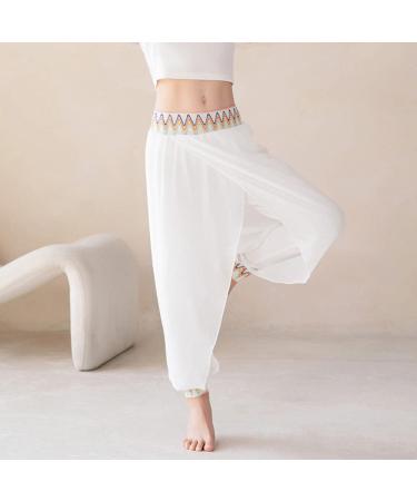 Girls Ethnic Chiffon Dance Pants | White Flowy Harem Lantern Trousers 5-6 Years - Buy Online on GoSupps.com