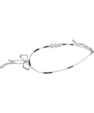 Shop OralGos Fashionable Necklace - Metal Bow Pendant Choker Cute Silver Clavicle Chain for International Shipping - Buy Online on GoSupps.com