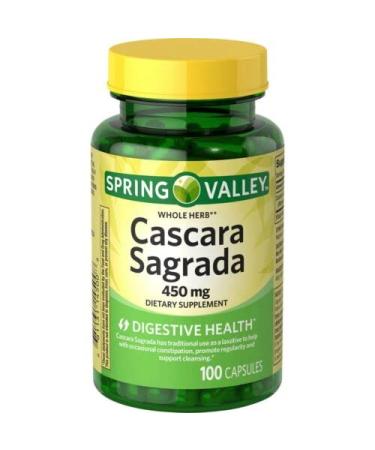Spring Valley Whole Herb Cascara Sagrada Capsules 450 Mg -100 Count - Buy Online on GoSupps.com