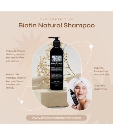 Biotin X Treme Hair Growth Bundle: Natural Shampoo (8 oz) & Hair Restoration Spray DHT Blocker Follicle Stimulator Color-Safe Sulfate-Free Paraben-Free for Thinning Hair & Hair Loss Shampoo + Spray - Buy Online on GoSupps.com