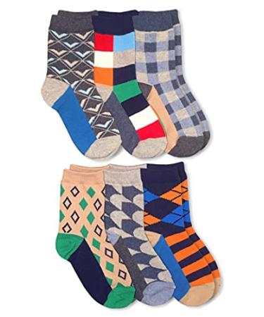 Jefferies Socks boys Fun Colorful Dress Crew Socks 6 Pair Pack Medium Multi