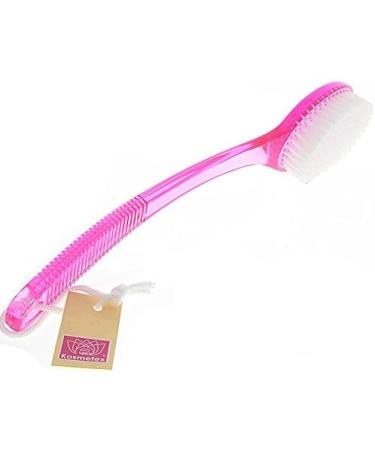Pink Bath Brush - Transparent Light Pink Sauna Brush with Long Handle | Durable Plastic Shower Tool for Exfoliation - Buy Online on GoSupps.com