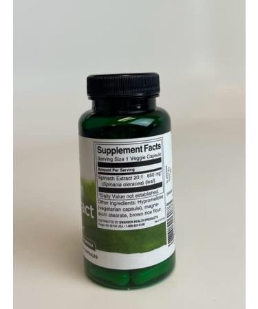 Swanson Spinach Leaf Extract - Herbal Supplement for Overall Health - Green Foods Formula with Thylakoids & Chlorophyll - 60 Veggie Capsules - Buy Online on GoSupps.com