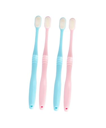 Minkissy 4 pieces wangan hair toothbrush fur toothbrush tooth cleaning brushes toothbrushes extra soft toothbrush tools for tooth cleaning manual toothbrush micro toothbrush women portable