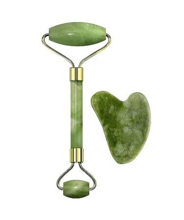 Generic Facial Massager Jade Roller & Gua Sha Tool Natural Himalayan Stone for Face Neck Healing Skin Wrinkles & Serum Application