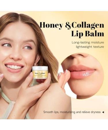 Honey & Collagen Lip Balm 50g Moisturizing Lip Plumper Lip Care for Smooth Lips Long-Lasting Alcohol-Free Smooth Texture Non-Greasy with Collagen for Hydration Gifts for Women - Buy Online on GoSupps.com