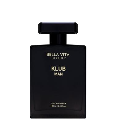KLUB Men's Eau De Parfum (3.38 fl. oz.) | Intense Masculine Party Perfume for Men | Family: Citrus Spicy Woody Amber | Notes: Lemon Jasmine Rose Musk Amber Vanilla and Patchouli.