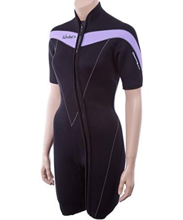 Henderson Women's Thermoprene 3mm Front Zip Shorty Springsuit, Black/Lavender, 8