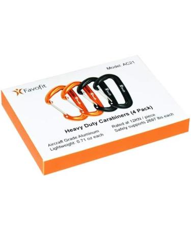 4 Pack Favofit Carabiner Clips - 12KN (2697 lbs) Heavy Duty for Camping, Hiking, Outdoor Activities - Small Carabiners for Dog Leash - Black and Orange - Buy Online on GoSupps.com