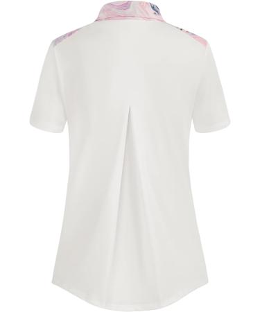 JACK SMITH Women's Golf Shirt - Color Block Snap Polo, White/Pink Print - Large - Buy Online on GoSupps.com
