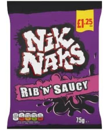 A pack of 3 Nik Naks Crisps Corn Snacks Flavor | Nik Naks Nice & Spicy| Nik Naks Rib & Saucy | Nik Naks Scampi & Lemon | 75g each - Buy Online on GoSupps.com
