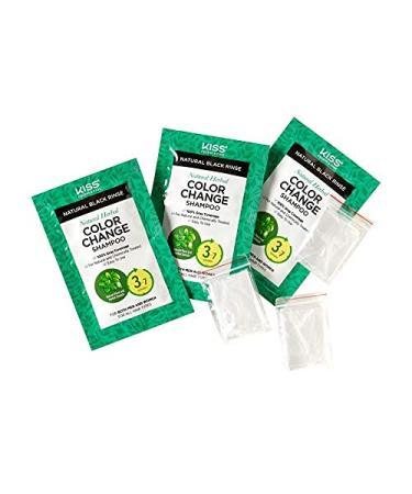 KISS Quick Cover Natural Herbal Color Change Shampoo - 2 Pack (Natural Black) | Instant Hair Color & Mascara Solution for International Shipping - Buy Online on GoSupps.com