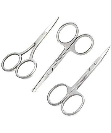U-K 3-Piece Stainless Steel Grooming Scissors Set - Eyebrow, Nose Hair, Beard Cutter - Precision Makeup Tools - Buy Online on GoSupps.com