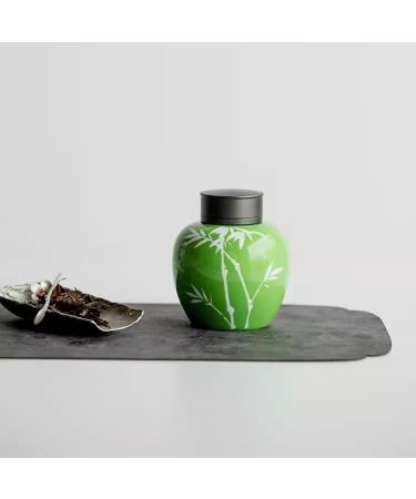 Sealed Tea Caddy Pure Hand-painted Green Bamboo Tea Cans for Home Use Double-layer Sealed Cans Tea Storage Cans Tea Jar with Lid - Buy Online on GoSupps.com