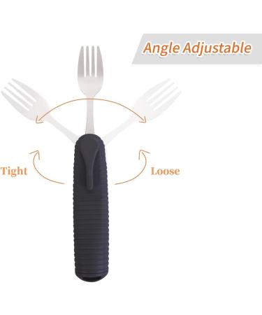 Forzaddik Adaptive Utensils Set - Open Handle Design for Arthritis, Disabled, Elderly - Black - Buy Online on GoSupps.com