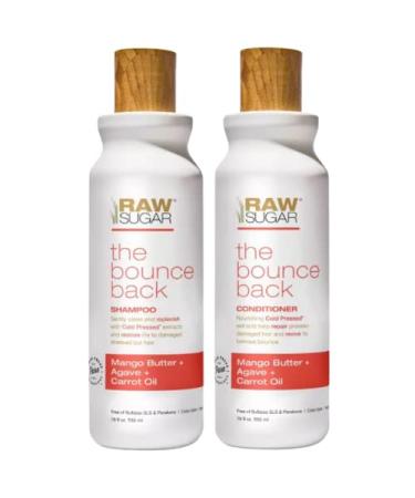 Raw Sugar The Bounce Back Mango Butter + Agave + Carrot Oil Shampoo and Conditioner SET. 18 FL Oz Each Bottle