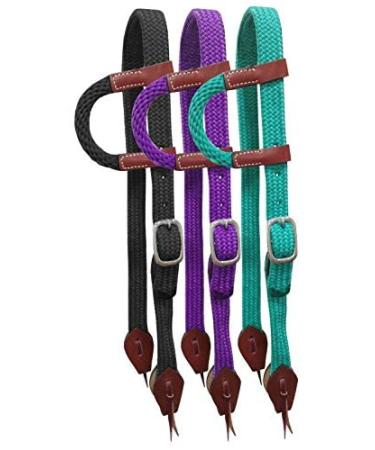 Showman Nylon Single Ear Headstall w/Leather Accents Purple