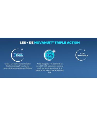 Novanuit Triple Action Melatonin + Herbal Extracts Large 6 Months Treatment Pack of 3 Boxes of 60 Tablets - Buy Online on GoSupps.com