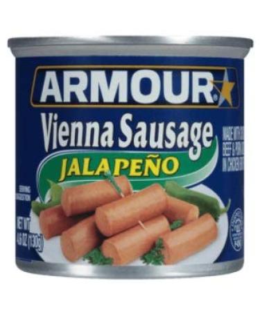 Armour Vienna Sausage Variety Pack - Original, Jalapeno, Smoked, Barbecue, Bourbon BBQ - 4.6 oz Cans (Pack of 5) with Mini Spatula - Buy Online on GoSupps.com