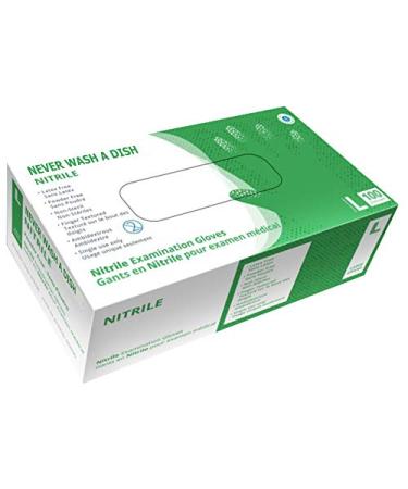 Multi Purpose Disposable Nitrile Gloves 100 Pcs - Latex Free Powder Free Finger Textured Ambidextrous for Cleaning Cooking Dish Washing Food Prepping - Large L (Pack of 100)